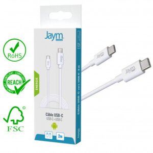 CABLE CHARGE & SYNCHRO POWER DELIVERY USB-C VERS TYPE-C 2M BLANC - OFF ON Lyon
