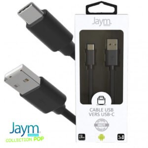 CABLE CHARGE & SYNCHRO USB-A VERS USB-C – LONGUEUR 1.5M – NOIR – COLLECTION POP - OFF ON Lyon