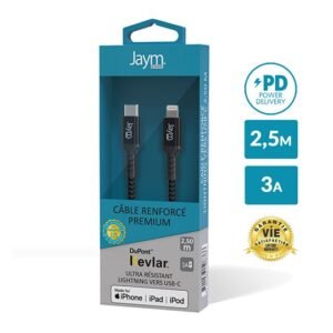 Câble ultra renforcé Power Delivery USB-C vers Lightning – 2,5 m - OFF ON Lyon