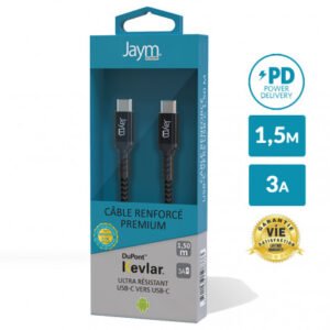 CABLE ULTRA RENFORCÉ POWER DELIVERY USB-C VERS TYPE-C 1,5M - OFF ON Lyon
