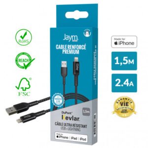 CABLE ULTRA RENFORCÉ USB VERS LIGHTNING 1,5M - OFF ON Lyon