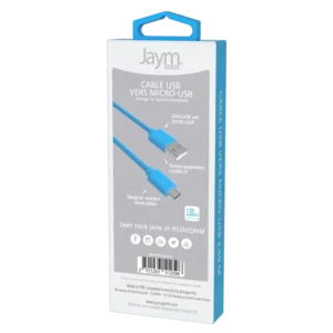 CABLE USB VERS MICRO-USB 1.5M 2.4A BLEU COLLECTION POP - OFF ON Lyon