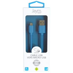 CABLE USB VERS MICRO-USB 1.5M 2.4A BLEU COLLECTION POP - OFF ON Lyon