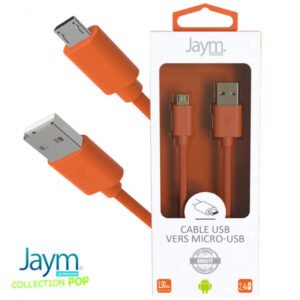 CABLE USB VERS MICRO-USB 1.5M 2.4A ORANGE COLLECTION POP - OFF ON Lyon