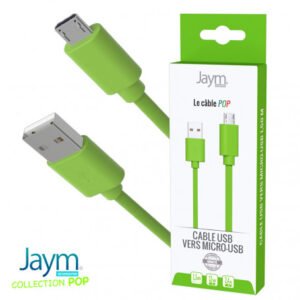 CABLE USB VERS MICRO-USB 1.5M 2.4A VERT – COLLECTION POP - OFF ON Lyon