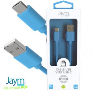 CABLE USB VERS TYPE-C 1.5M 3A BLEU – COLLECTION POP - OFF ON Lyon