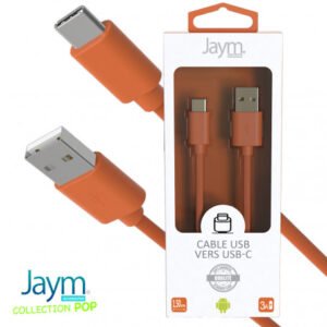 CABLE USB VERS TYPE-C 1.5M 3A ORANGE – COLLECTION POP - OFF ON Lyon