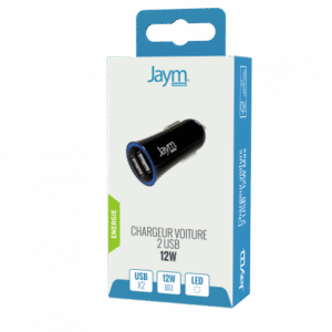 CHARGEUR VOITURE RAPIDE 12W 12-24V 2 USB 2,4A NOIR - OFF ON Lyon
