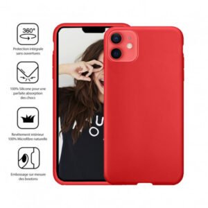 Jaym Coque pour Apple iPhone 14 Premium Silicone Microfibre Rouge - OFF ON Lyon