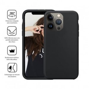 COQUE PREMIUM SILICONE ET MICROFIBRE POUR APPLE IPHONE 14 PRO MAX NOIR - OFF ON Lyon
