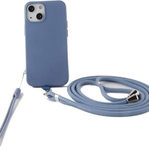 COQUE SILICONE AVEC TOUR DE COU ET TOUR DE POIGNET INCLUS POUR IPHONE 14 PRO MAX BLEU GRIS - OFF ON Lyon