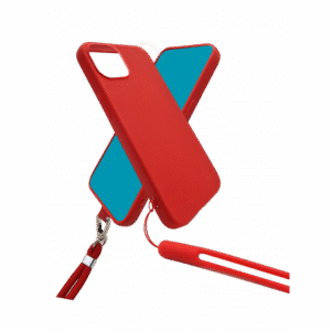 COQUE SILICONE AVEC TOUR DE COU ET TOUR DE POIGNET INCLUS POUR IPHONE 14 PLUS ROUGE