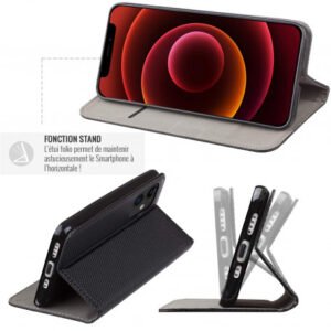 ETUI FOLIO STAND MAGNETIQUE NOIR COMPATIBLE APPLE IPHONE 12 / 12 PRO - OFF ON Lyon